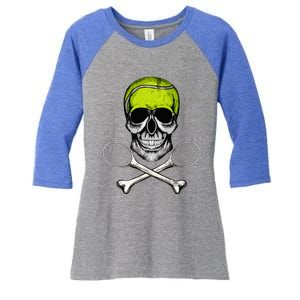 Tennis Skull Halloween Spooky Tennis Halloween Women's Tri-Blend 3/4-Sleeve Raglan Shirt