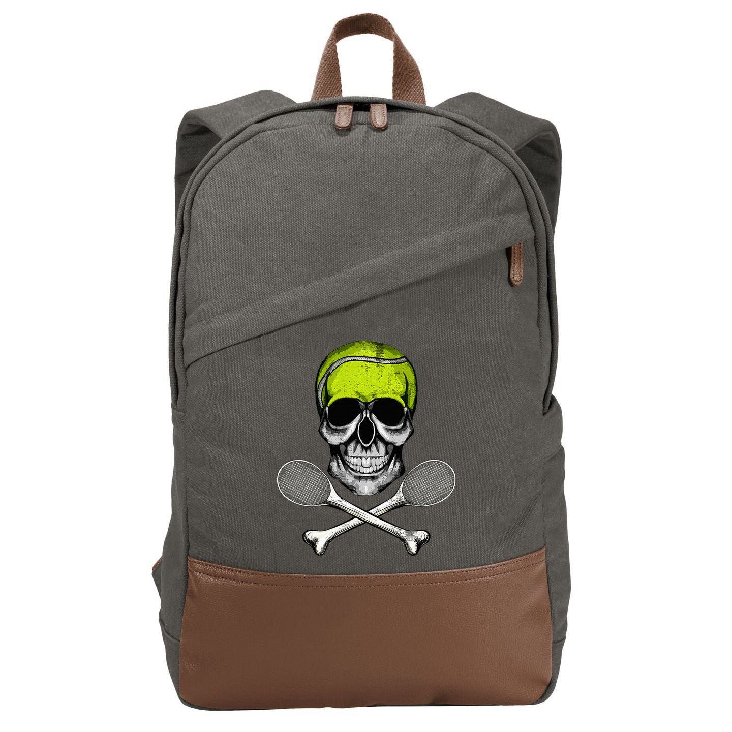 Tennis Skull Halloween Spooky Tennis Halloween Cotton Canvas Backpack