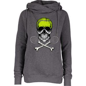 Tennis Skull Halloween Spooky Tennis Halloween Womens Funnel Neck Pullover Hood