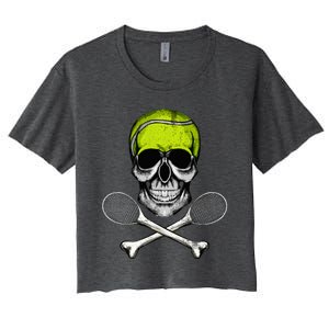 Tennis Skull Halloween Spooky Tennis Halloween Women's Crop Top Tee