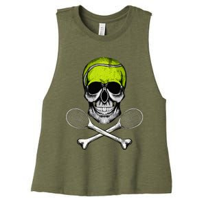 Tennis Skull Halloween Spooky Tennis Halloween Women's Racerback Cropped Tank