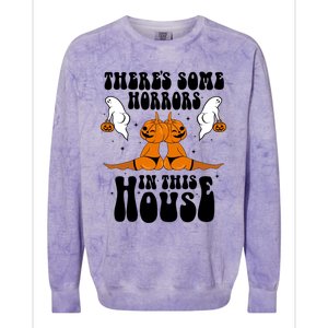 Theres Some Horrors In This House Pumpkin Halloween Funny Cool Gift Colorblast Crewneck Sweatshirt