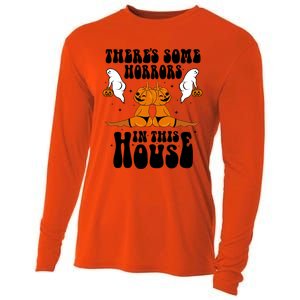 Theres Some Horrors In This House Pumpkin Halloween Funny Cool Gift Cooling Performance Long Sleeve Crew