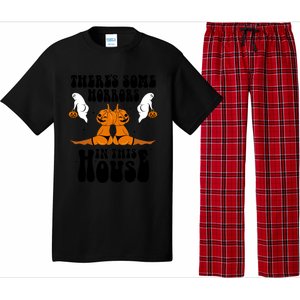 Theres Some Horrors In This House Pumpkin Halloween Funny Cool Gift Pajama Set