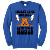 Theres Some Horrors In This House Pumpkin Halloween Funny Cool Gift Sweatshirt