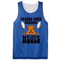 Theres Some Horrors In This House Pumpkin Halloween Funny Cool Gift Mesh Reversible Basketball Jersey Tank