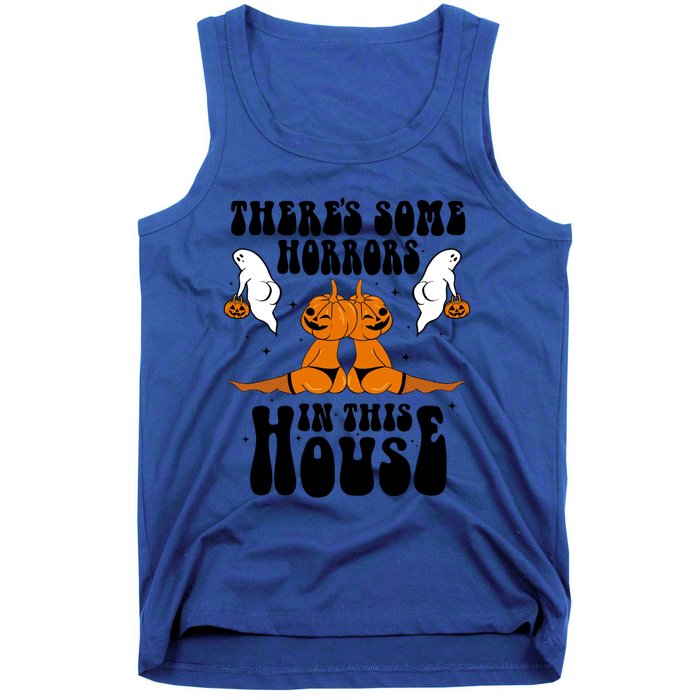 Theres Some Horrors In This House Pumpkin Halloween Funny Cool Gift Tank Top