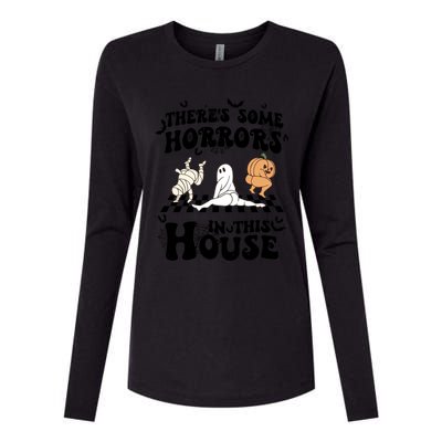 Theres Some Horrors In This House Spooky Season Halloween Gift Womens Cotton Relaxed Long Sleeve T-Shirt