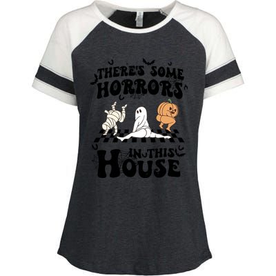 Theres Some Horrors In This House Spooky Season Halloween Gift Enza Ladies Jersey Colorblock Tee