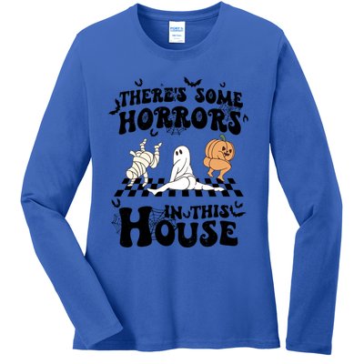 Theres Some Horrors In This House Spooky Season Halloween Gift Ladies Long Sleeve Shirt