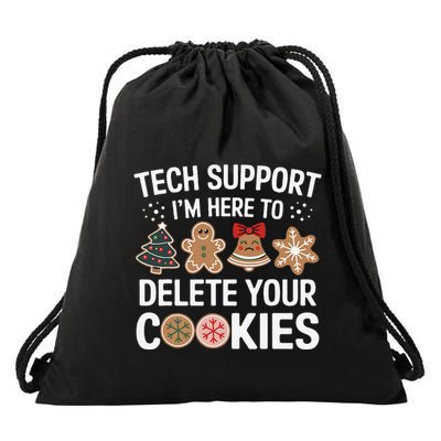 Tech Support Here To Delete Cookies Funny Christmas Xmas Drawstring Bag