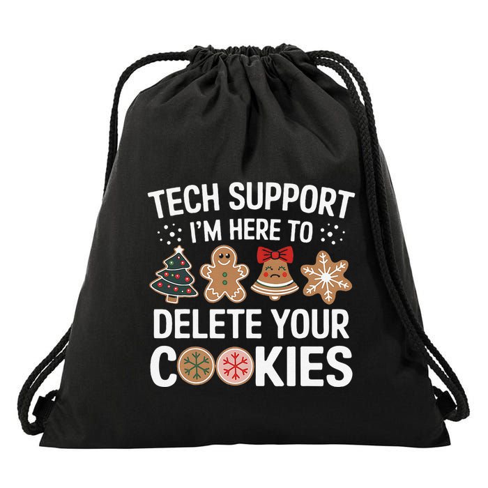 Tech Support Here To Delete Cookies Funny Christmas Xmas Drawstring Bag