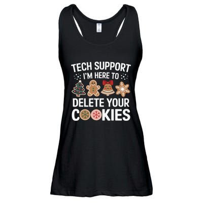 Tech Support Here To Delete Cookies Funny Christmas Xmas Ladies Essential Flowy Tank