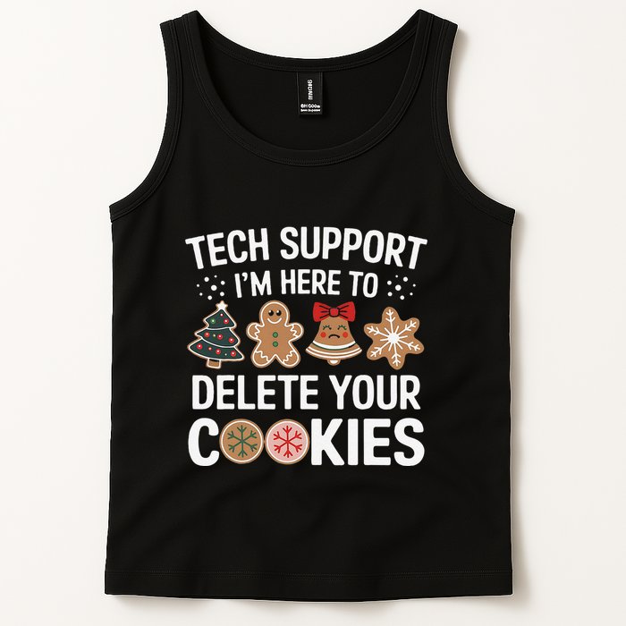 Tech Support Here To Delete Cookies Funny Christmas Xmas Tank Top