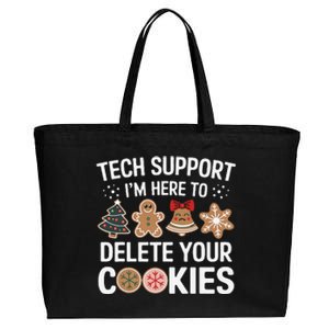 Tech Support Here To Delete Cookies Funny Christmas Xmas Cotton Canvas Jumbo Tote