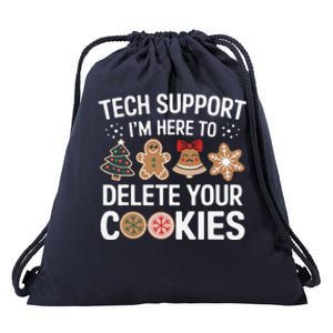 Tech Support Here To Delete Cookies Funny Christmas Xmas Drawstring Bag