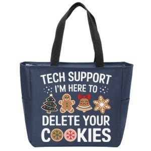 Tech Support Here To Delete Cookies Funny Christmas Xmas Zip Tote Bag