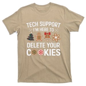 Tech Support Here To Delete Cookies Funny Christmas Xmas T-Shirt