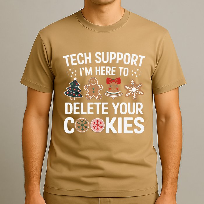Tech Support Here To Delete Cookies Funny Christmas Xmas T-Shirt