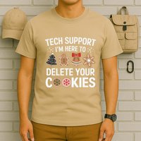 Tech Support Here To Delete Cookies Funny Christmas Xmas T-Shirt