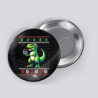 Trex Santa Hat Dinosaur Ugly Christmas Xmas Button