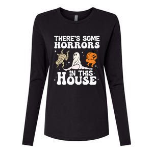 There's Some Horrors In This House Ghost Pumpkin Halloween Womens Cotton Relaxed Long Sleeve T-Shirt