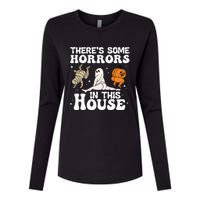 There's Some Horrors In This House Ghost Pumpkin Halloween Womens Cotton Relaxed Long Sleeve T-Shirt