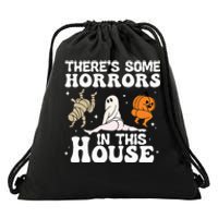 There's Some Horrors In This House Ghost Pumpkin Halloween Drawstring Bag