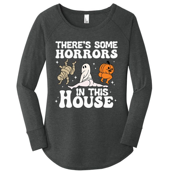 There's Some Horrors In This House Ghost Pumpkin Halloween Women's Perfect Tri Tunic Long Sleeve Shirt