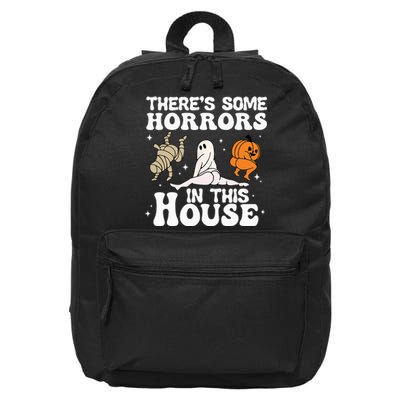 There's Some Horrors In This House Ghost Pumpkin Halloween 16 in Basic Backpack