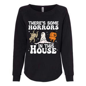 There's Some Horrors In This House Ghost Pumpkin Halloween Womens California Wash Sweatshirt