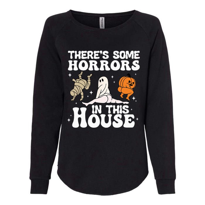 There's Some Horrors In This House Ghost Pumpkin Halloween Womens California Wash Sweatshirt