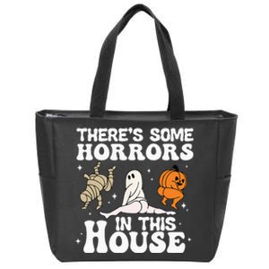 There's Some Horrors In This House Ghost Pumpkin Halloween Zip Tote Bag