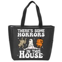 There's Some Horrors In This House Ghost Pumpkin Halloween Zip Tote Bag