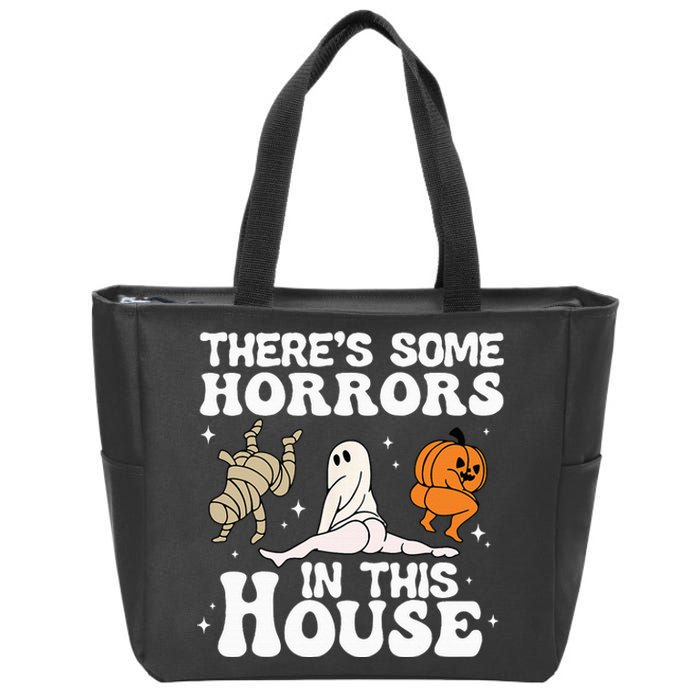 There's Some Horrors In This House Ghost Pumpkin Halloween Zip Tote Bag