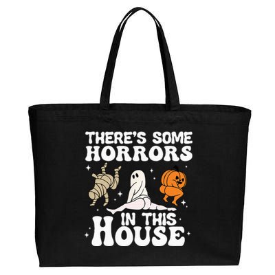 There's Some Horrors In This House Ghost Pumpkin Halloween Cotton Canvas Jumbo Tote