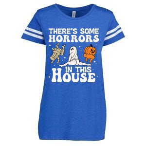 There's Some Horrors In This House Ghost Pumpkin Halloween Enza Ladies Jersey Football T-Shirt