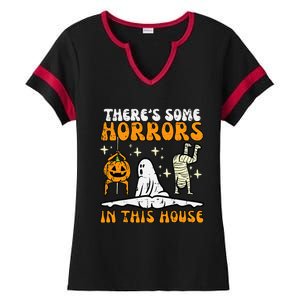 ThereS Some Horrors In This House Ladies Halftime Notch Neck Tee