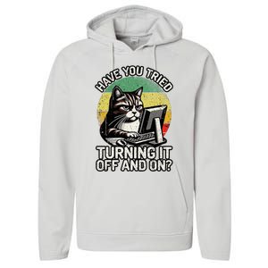 Tech Support Humor I Cat Tech Engineer I Computer It Guy Performance Fleece Hoodie