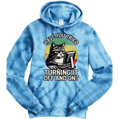 Tech Support Humor I Cat Tech Engineer I Computer It Guy Tie Dye Hoodie