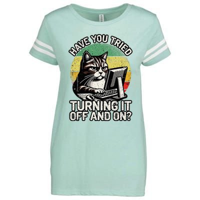 Tech Support Humor I Cat Tech Engineer I Computer It Guy Enza Ladies Jersey Football T-Shirt