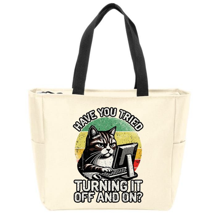 Tech Support Humor I Cat Tech Engineer I Computer It Guy Zip Tote Bag