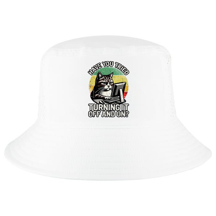 Tech Support Humor I Cat Tech Engineer I Computer It Guy Cool Comfort Performance Bucket Hat