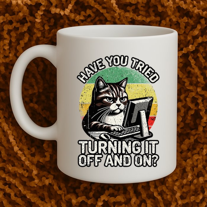 Tech Support Humor I Cat Tech Engineer I Computer It Guy Coffee Mug