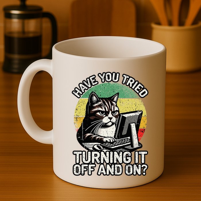 Tech Support Humor I Cat Tech Engineer I Computer It Guy Coffee Mug