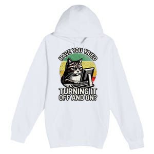 Tech Support Humor I Cat Tech Engineer I Computer It Guy Premium Pullover Hoodie