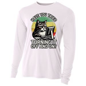 Tech Support Humor I Cat Tech Engineer I Computer It Guy Cooling Performance Long Sleeve Crew