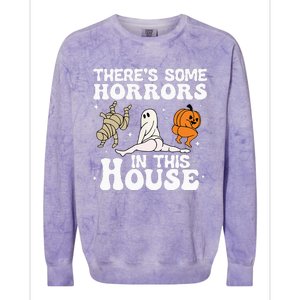 Theres Some Horrors In This House Ghost Pumpkin Halloween Colorblast Crewneck Sweatshirt