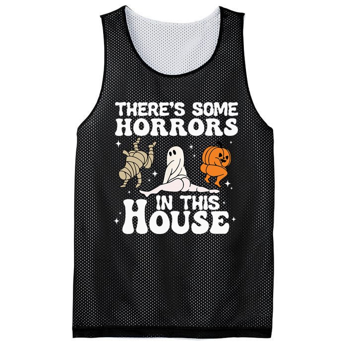 Theres Some Horrors In This House Ghost Pumpkin Halloween Mesh Reversible Basketball Jersey Tank