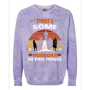 Theres Some Horrors In This House Funny Retro Halloween Colorblast Crewneck Sweatshirt